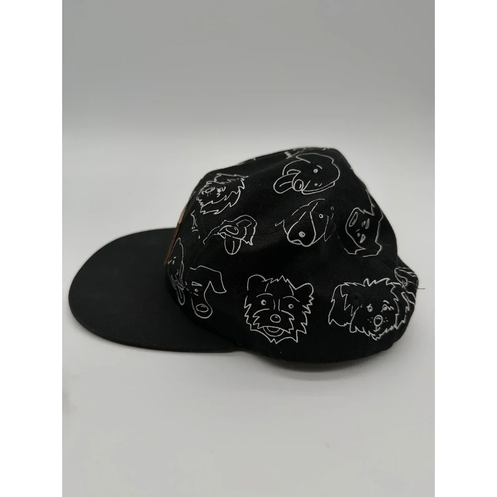 Jack & Winn Kids Dog Print 5 Panel Hat Black White Snapback Cap 2T/3T Medium